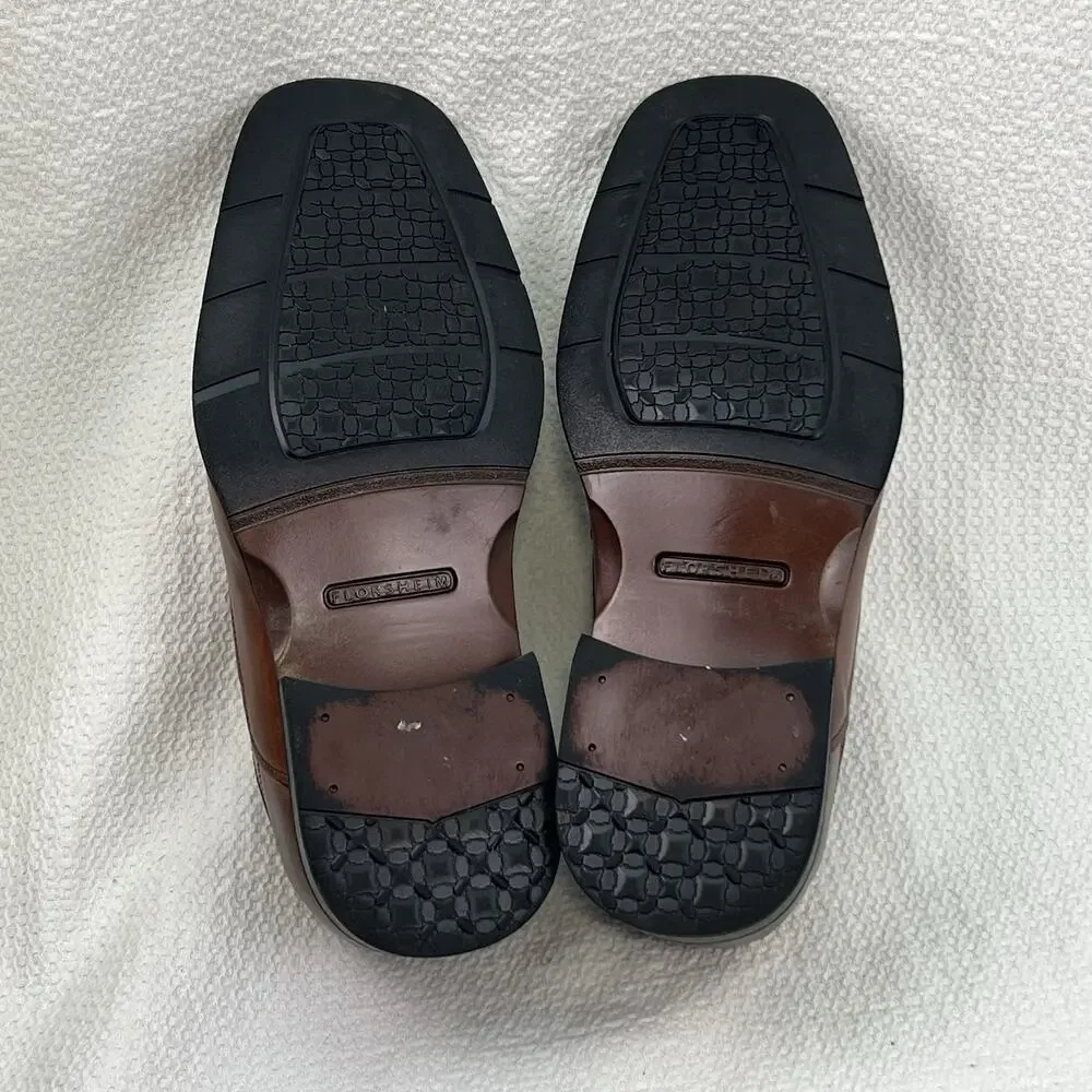 Florsheim Men’s 9.5 3E Brown Leather Square Toe Oxford Dress Shoes 11236-200